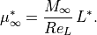 \mu_{\infty}^*
=
\frac{M_{\infty}}{Re_L}\, L^*.